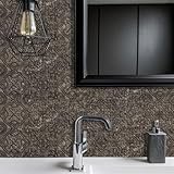 Azulejos Adhesivos Cocina Patrón De Flores Retro Baldosas Adhesivas pared PVC...