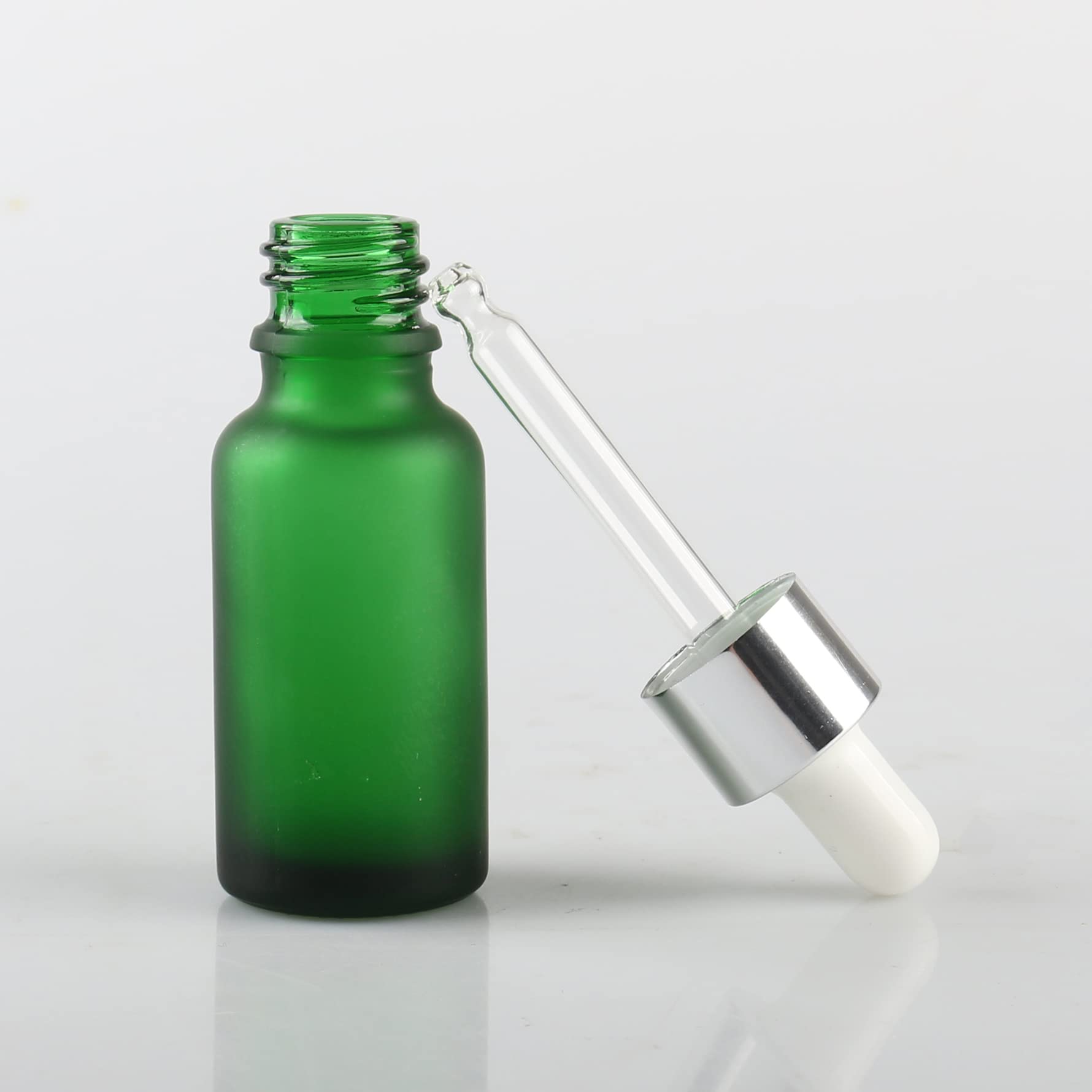 24 Pieza, 20ml Mate Verde Botellas de Cristal con Pipeta, Frasco Cuentagotas Cristal con Tapón de Rosca Plata, para Aromaterapia Aceites Esenciales