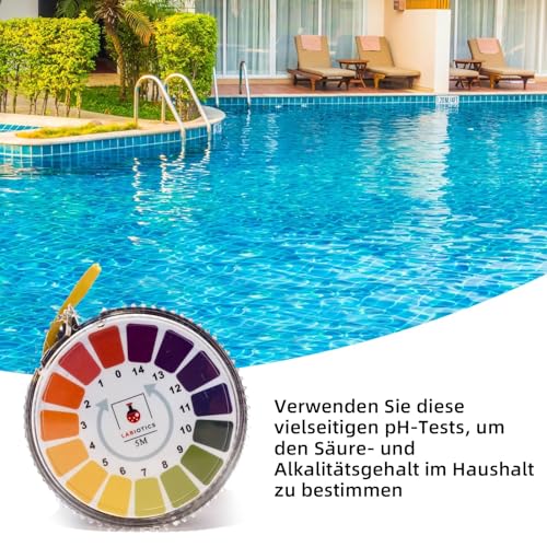 Yuiturt 1 Rolle pH Teststreifen 5 m, etwa 250 Mal verfügbar, ph Wert Teststreifen Messbereich 0-14, Litmus Paper ph Strips Lackmus Indikator Universalpapier ph, Aquarien, Teiche, Speichel, Urin