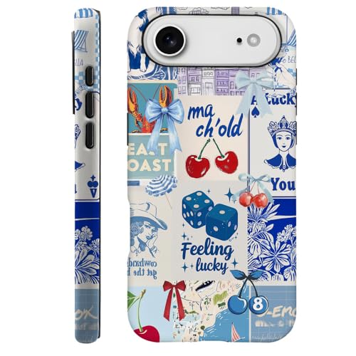 DAIZAG Case Compatible with iPhone 17 Air,Fit Shockproof Cover for Women Girls,Eastern College Cherry Bow Blue