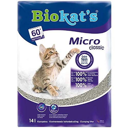 Biokat Micro Gruming Classic - Arena para gatos prácticamente sin polvo (2 x 14 L)