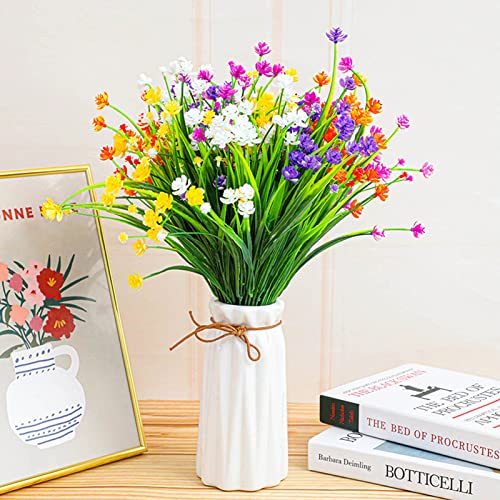 Quathech Artificial Flowers For Outdoors - 10Pcs Plastic Uv Resistant Faux Flowers Decoration Greenery Garden Shrubs，Bulk Fake Flowers In Vase (Colorful 10Pcs)… #TOP1