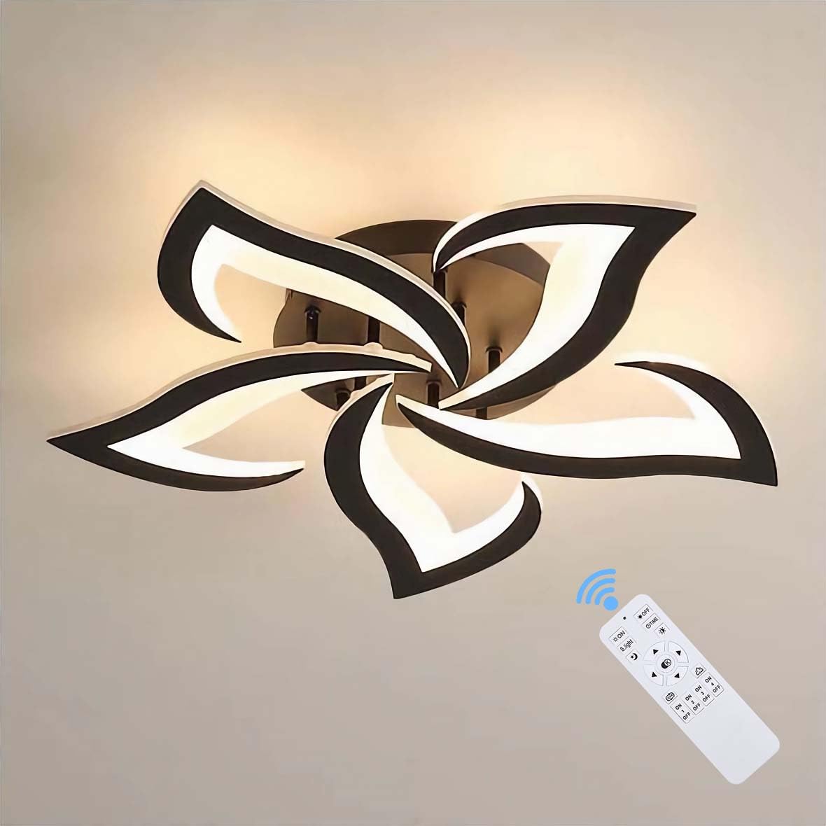 Aicoreray Dimmable Modern LED Ceiling Lights, LED Flush Mount Ceiling Lights for Living Room, 40W Acrylic Leaf LED Close to Ceiling Lights for Bedroom Hallway Entryway, Φ26.8, 4800 Lumens [Energy Class A]