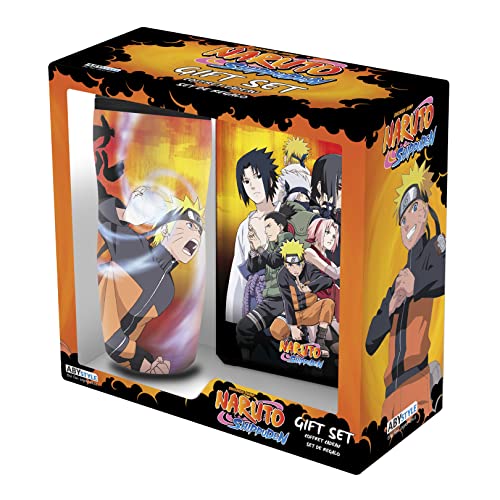 ABYSTYLE Naruto Shippuden Notebook & Tumbler Gift Set Featuring Naruto, Sasuke & Sakura Anime Manga Drinkware Home & Kitchen Essentials Gift