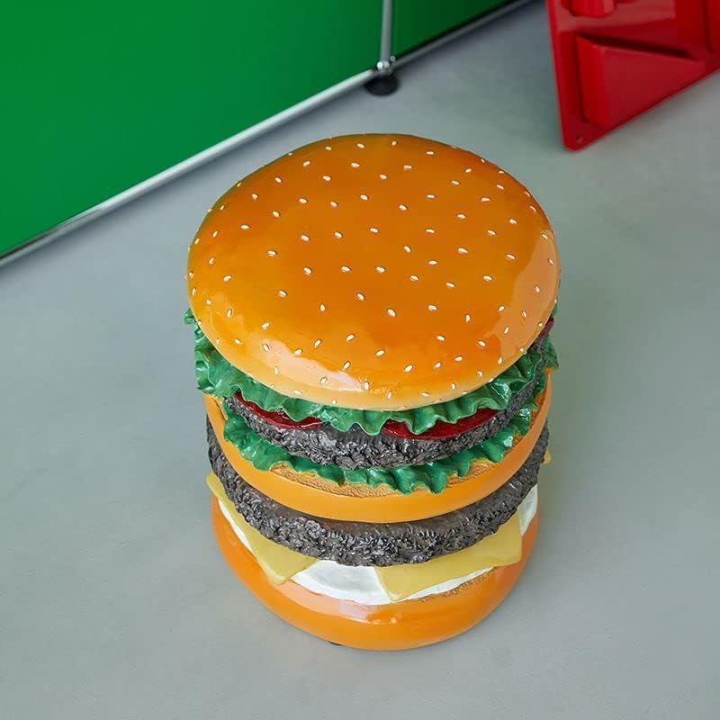 Creative Resin Stool Hamburger Stool Corn Stool Decoration Handicraft Footstool Shoe Changing Low Stool for Indoor Outdoor Side Table Home Furniture (Hamburger Stool)