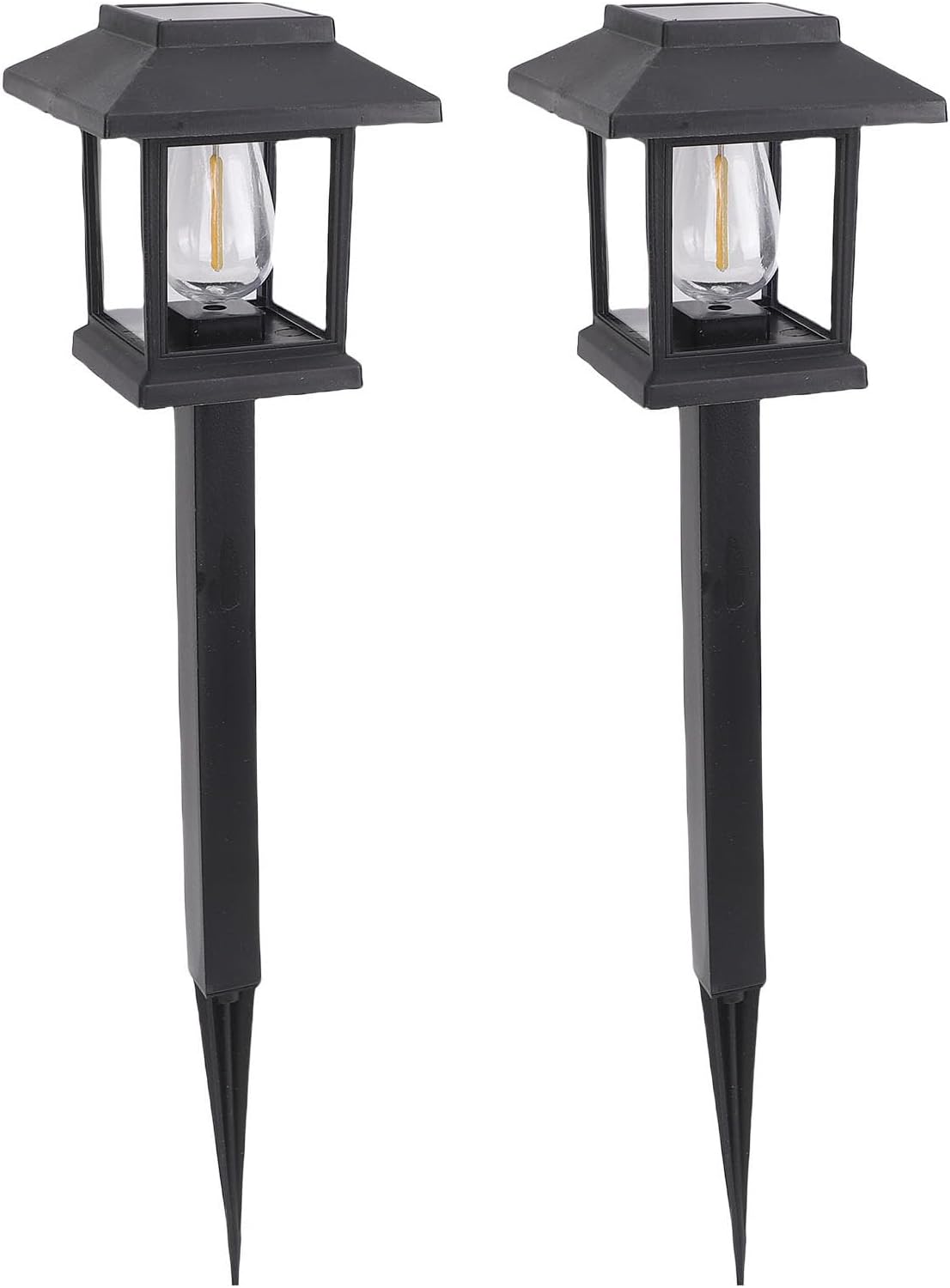 2 Pcs Solar Pathway Light, Garden Stake Light Warm LED Lamp with Brackets Auto On Off Sensor IP44 Grade 600mAh Outdoor Lighting for Lawn Patio Walkway Driveway