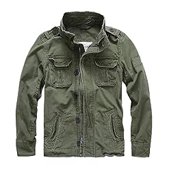 Letuwj Chaqueta de hombre militar chaqueta casual camuflaje ropa de trabajo denim, Verde militar, Medium