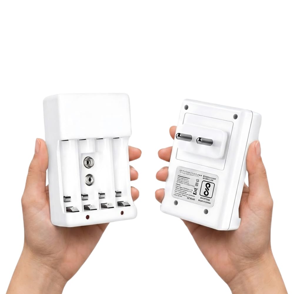 Drumstone (𝐒𝐩𝐞𝐜𝐢𝐚𝐥 𝟏𝟓 𝐘𝐞𝐚𝐫𝐬 𝐖𝐚𝐫𝐫𝐚𝐧𝐭𝐲) Universal Battery Charger for AA, AAA & 9V Ni-MH/Ni-CD Batteries – Compact LED Fast Charging Station with Smart Safety Features for Home-image-24