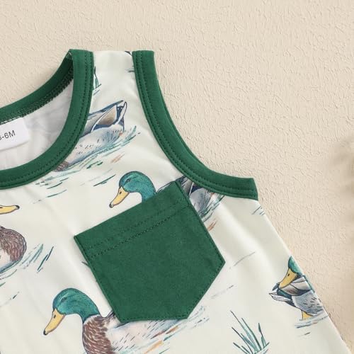 Bagilaanoe Summer Outfit Infant Baby Boy Sleeveless Romper Jumpsuit Shorts Mallard Duck One Piece Clothes3