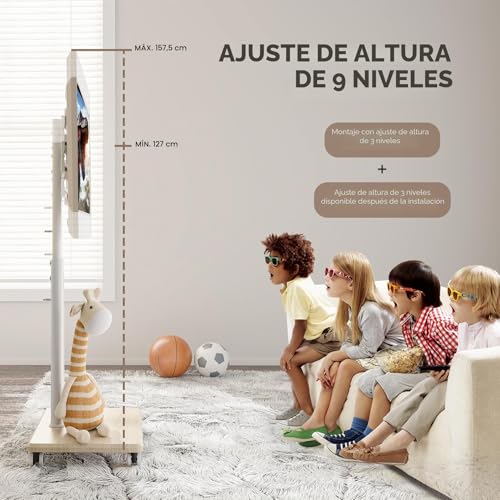 Miniatura 3 de Soporte De Tv Móvil Para Televisores De 27 A 65 Pulgadas, Carrito De Tv Portátil Con Ruedas, Soportes De Suelo Universales Altos Giratorios, Altura Ajustable
