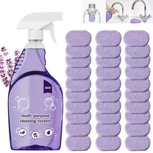 All In One Clean Spray Cleaner for Ovens All Purpose Cleaning Spray with Concentrated Cleaning Tablets Cleaners for Instant Stain Removal Multi-Surface for Bathroom Kitchen(1 Bottle+30 Tablet)