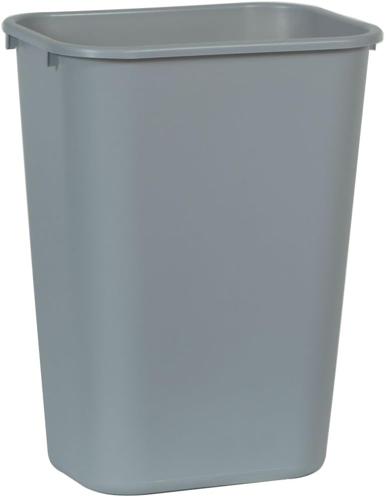2957 LLDPE 10-Gallon Deskside Large Trash Can, Rectangular, 11" Width x 15-1/4" Depth x 19-7/8" Height, Gray