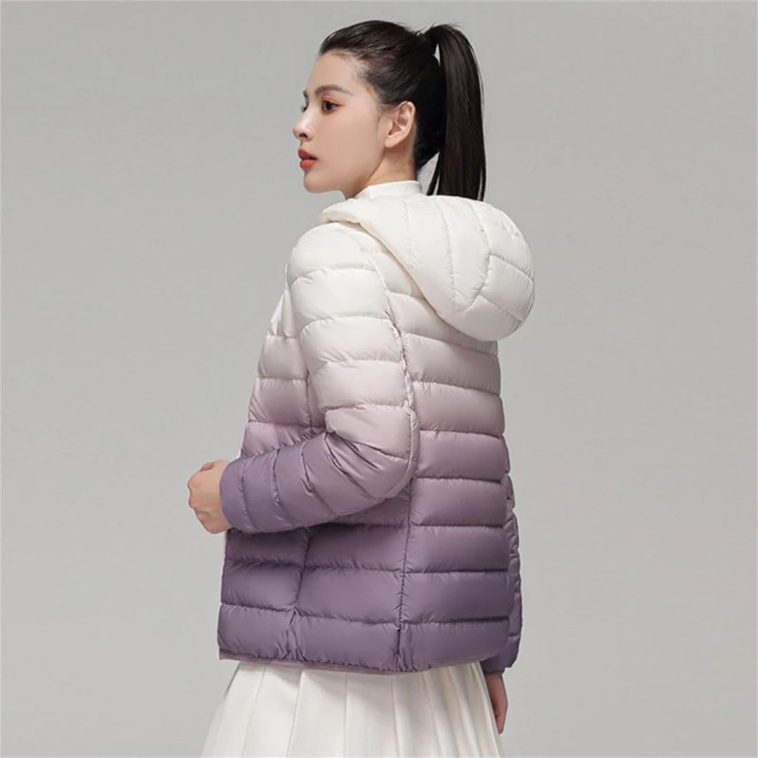 Woman Duck Down Coat Hooded Gradient Jacket Light Parkas Jacket