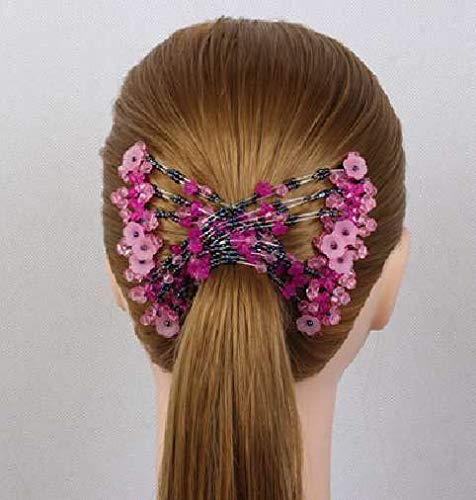 Lovef 5 Pcs Magic Vintage Beaded Flower Multifunction Easy Stretchy Double Hair Combs Clips Hairpin Hair Accessories #TOP6