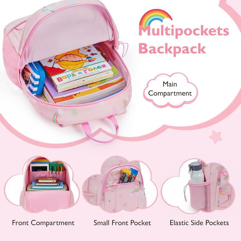 Image of Frantic Waterproof Polyester 35 L School Backpack With Pencil /Staionery Pouch School Bag Class 1 to 8 Daypack Picnic Bag For School Going Boys & Girls(RR Pink Rainbow Dreams B)