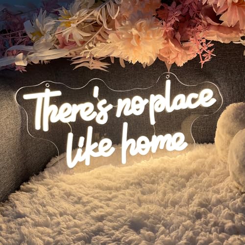 Image of ZPLNOSIN Custom Neon Light Sign There's No Place Like Home Indoor Bedroom Decor Wall Led Neon Sign Backdrop Flex Bar Christmas Party Wedding Living Room 5V USB Warm White 40x19.2cm