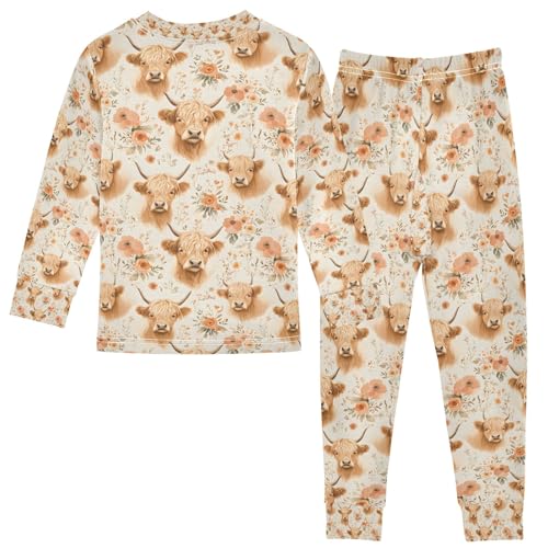 senya Cattle Flower Aa Pajamas Set Long Sleeve Soft Cotton Sleepwear 2 Piece2