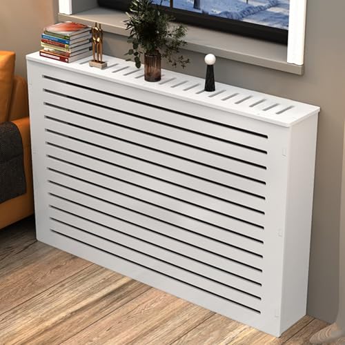 Cubre Radiador Blanco,Cubreradiador,Cubierta Radiador,Protector Refractario de MDF,Radiator Cover,Mueble con Diseño Moderno,Soportes del Estante del Radiador,para Salón,Oficina,Domitorio(L80*H90*T25cm