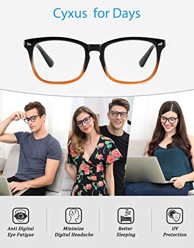 Image of Cyxus Computer Blue Light Blocking Glasses Square Classic Retro Clear Lens Eyeglasses Frame for Women and Men (Gradient Brown)