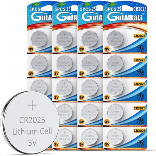 GutAlkaLi 20 Stück CR2025 3V Lithium Knopfzellen CR 2025 Batterien (CR2025-20 Stück)