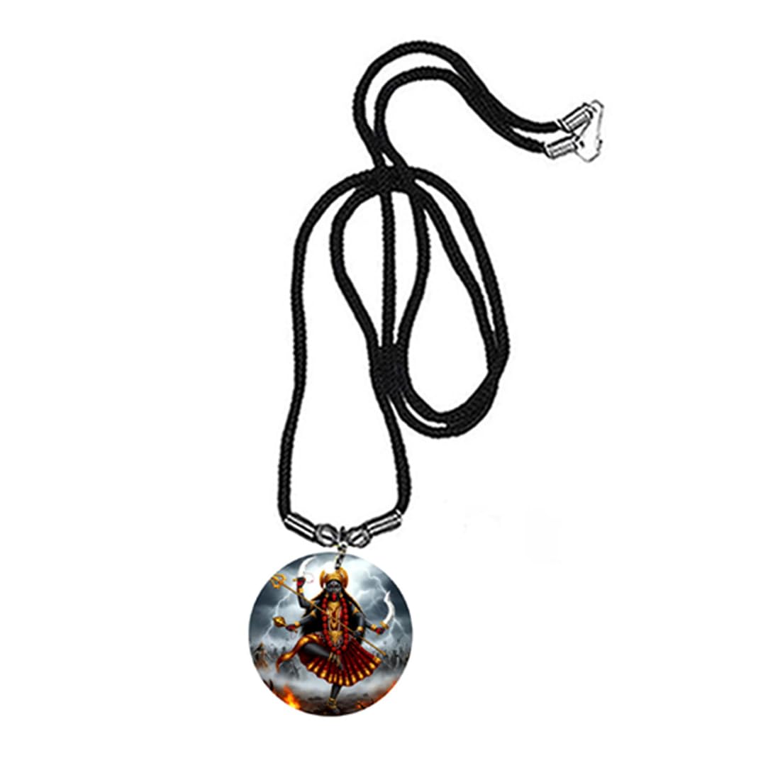 Hindu Goddess Mata Devi Mahakali Cord Chain Grey Acrylic Pendant for Men & Women | Spiritual Devotional Charm | Lightweight Acrylic Jewelry for Puja-picture-43