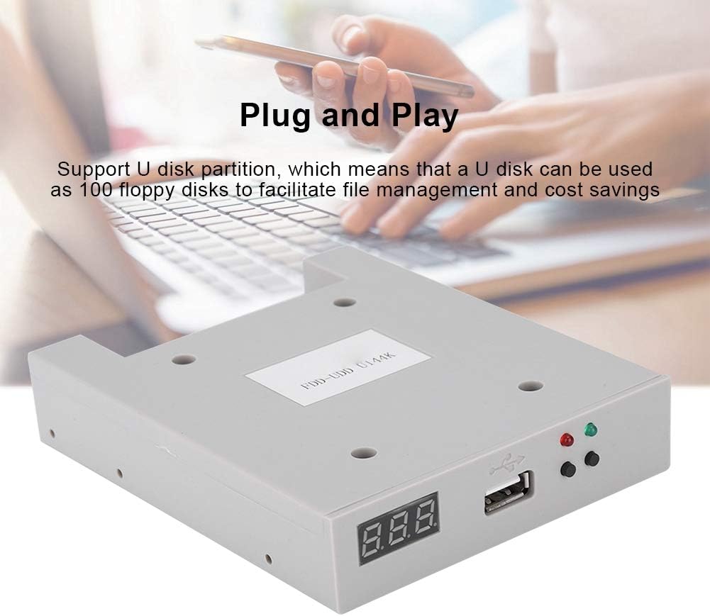 USB Floppy Emulator, 3.5" FDD U144K 1.44MB USB SSD Floppy Drive Emulator for Industrial Controllers