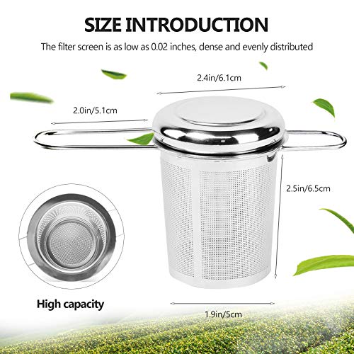 Tea Infuser,Stainless Steel Tea Steeper Fine Mesh Filters, Large Capacity Tea Strainer With Folding Handle And Lid,Hanging On Teapots Mugs Cups To Steep Loose Leaf Tea And Coffee(1 Piece,Silver) #TOP5