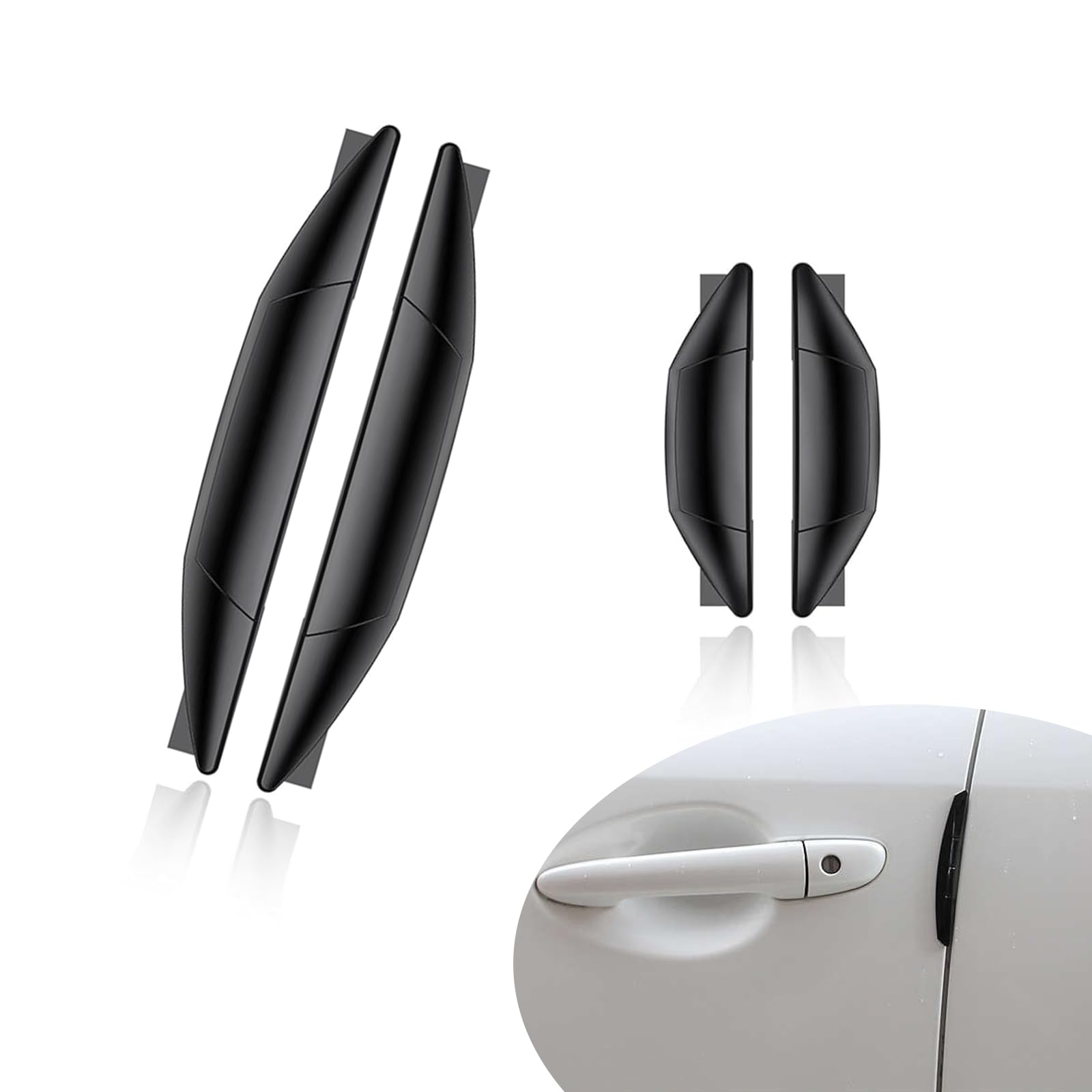 Jewkot 4 PCS Car Door Edge Protection Device, Hollow Design Embedded Self-Adhesive Front Rear Door Anti-Collision Stickers, Refit Decorative Accessories, Compatible with Most Car Models (Black)