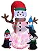 6 Foot Tall Lighted Christmas Inflatable Three Cute Penguins Building Snowman Color LEDs Yard Decoration
