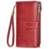 💝【Conception Unique】Pécialement conçu comme Portefeuille pour femme en cuir souple, il mesure seulement 20*10.5*2cm pouces pour un poids de 0.19kg. Son format minimaliste lui permet de glisser parfaitement dans tout type de sac, avec à bracelet détachable, alliant avec élégance grande capacité et extrême praticité pour vos déplacements quotidiens.