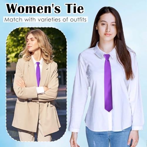 Image of Luckyvestir Womens Tie, Pre Tied Black /Red Ties for Women Adjustable Zipper Womens Necktie