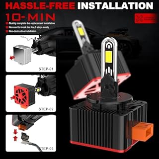 JinDot D3S D3C D3R LED Lampadine 38000LM 900% Luminosità Plug and Play Sostituire Kit OEM HID Abbagliante e Anabbagliante, 2 Lampade