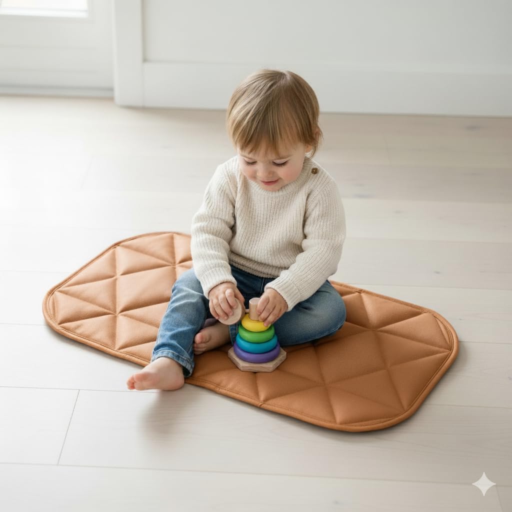 Uniklook Amber Vegan Leather Baby Portable Changing Pad Diaper Mat Change Station for Travel 16" x 30"