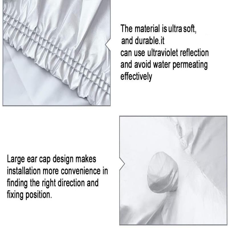 Image of Car Body Cover Compatible with Maruti Suzuki 800 |Model 1997 |Water Resistant |Without Mirror Pocket|Triple Stitched Fully Elastic,All-Weather Protection Silver