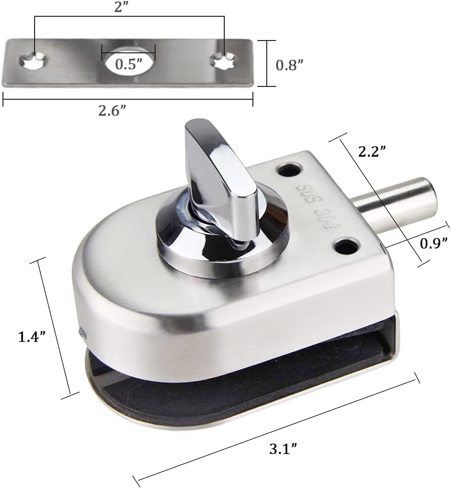 YDT GROUPS Glass Door Lock, SS Frameless Open Anti Theft Security Knob Lock for Home, Office and Bathroom 5 Years Warranty. (Oval) 2