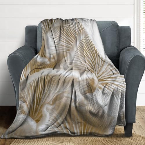 Couverture flanelle champignons blancs | Plaid canapé douillet d'automne - 5