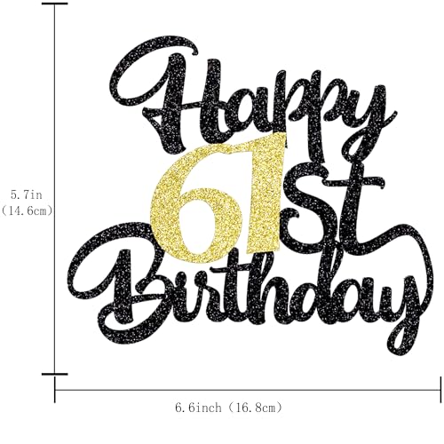 Image of 61st Happy Birthday Cake Topper and Decoration - Party Gift Plugin