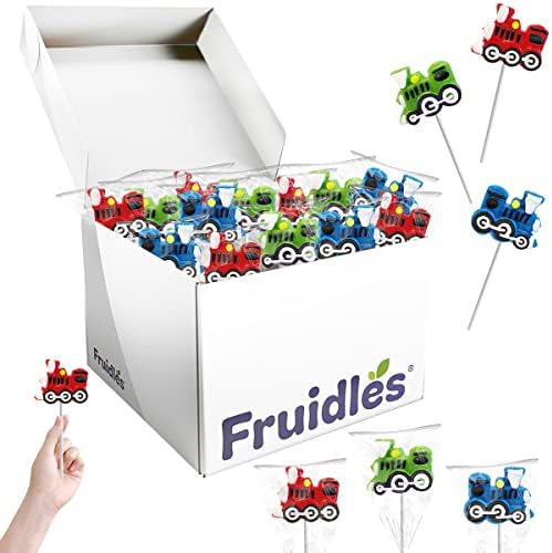 Fruidles Party Fun Train Lollipops Variety 12 Pack Mixed Fruit Flavor Party Suckers Perfect Train Party Favors For Your Train Birthday Party