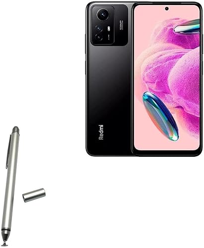 BoxWave Lápiz capacitivo compatible con Xiaomi Redmi Note 12S - Lápiz capacitivo DualTip, punta de disco de fibra - Plateado metálico