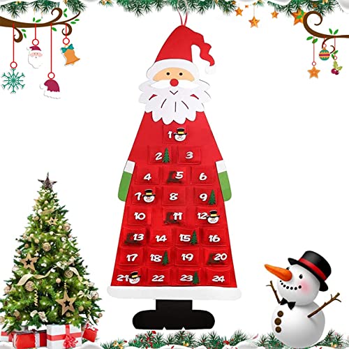 Calendrier Du Père Noël,Calendrier de l Avant a Remplir,Calendrier De l'avent En Feutre De Noël,Avec 24 Sac en Feutre à Remplir Noël (Rouge) Cover