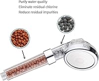Vista 4 de PRUGNA - Cabezal de ducha iónica con manguera y soporte, ducha de mano de alta presión y ahorro de agua, con cuentas de energía Anion, 3 ajustes