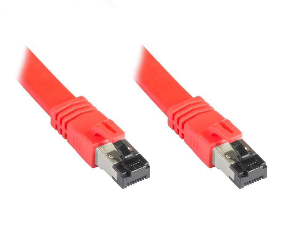 Good Connections Premium Cat. 8.1 - Cable de red plano (15 m, U/FTP, 40 GBit/s, 2000 MHz, cobre conductor, libre de halógenos, LSZH, cable LAN compatible con CAT. 7, 6A, 6, 5e), color rojo