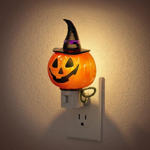 Image of JandCase Halloween Night Light, 3000K Night Lights Plug into Wall | Cute & Funny Pumpkin Night Light for Kids, Plug in Pumpkin Nightlight with 360 Rotatable for Halloween Party Decor, 1 Pack