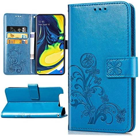 Halnziye Case for Samsung Galaxy A80, Premium Magnetic Closure Flip Leather Wallet Case [Book Desig] [Card Slots] Hard PC Phone Cover Desgined for Samsung Galaxy A80 - Blue