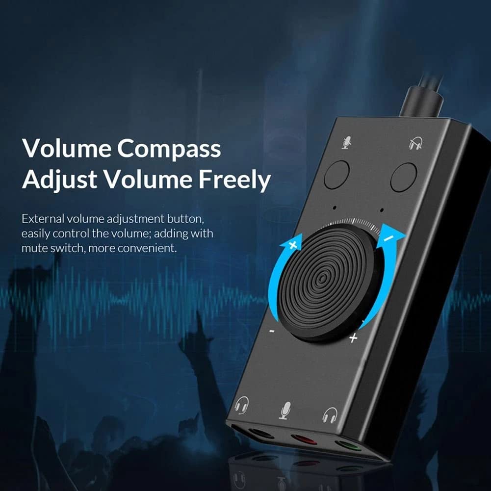 Scheda Audio USB Esterna Microfono Stereo Altoparlante Jack Audio per Cuffie da 3,5 mm Cavo Interruttore Regolazione Volume unità Libera