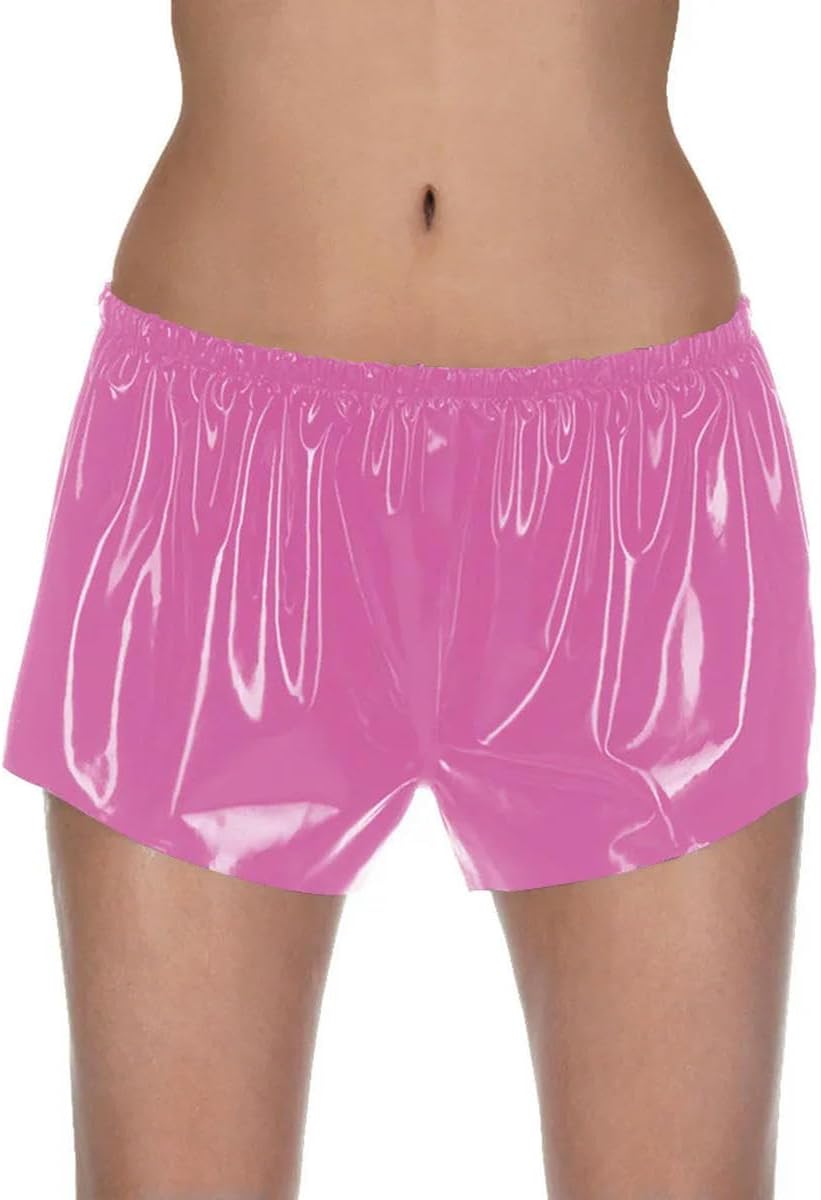 Women PU Nightclub Solid Color Shorts PVC Leather Bottoms Elastic Waist Underwear customizable