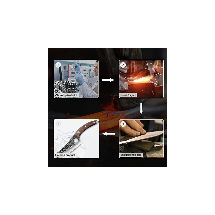 Bicico Butcher Knife, Viking Knife with Sheath, Japanese Hand Forged Meat Cutting Chef Cleaver Portable Survival Bushcraft Belt Knife, Ultra Sharp Kitchen Knife for Outdoor Camping Hunting BBQ