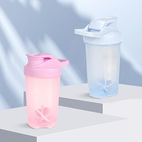 Miniatura 6 de D.Y.A Botella agitadora de 16 onzas, a prueba de fugas, para batidos de proteínas, botella agitadora para preentrenamiento y viajes, sin BPA y fácil