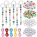 Landical 564 Pcs DIY Bead Keychain Kit Key Chain Making Craft Adjustable Letter Beads String Mama Gift Alphabet Bead Jewelry Key Ring Backpack Accessories for Party Favor(Classic,Candy Color)