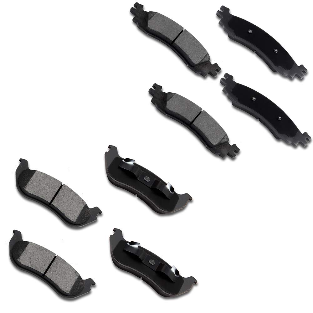 Front Rear Ceramic Brake Pads Kits 8pcs fit For 2006-2010 For Ford Explorer,2007-2010 For Ford Explorer Sport Trac,2010-2012 For Ford Taurus,2006-2010 For Mercury Mountaineer